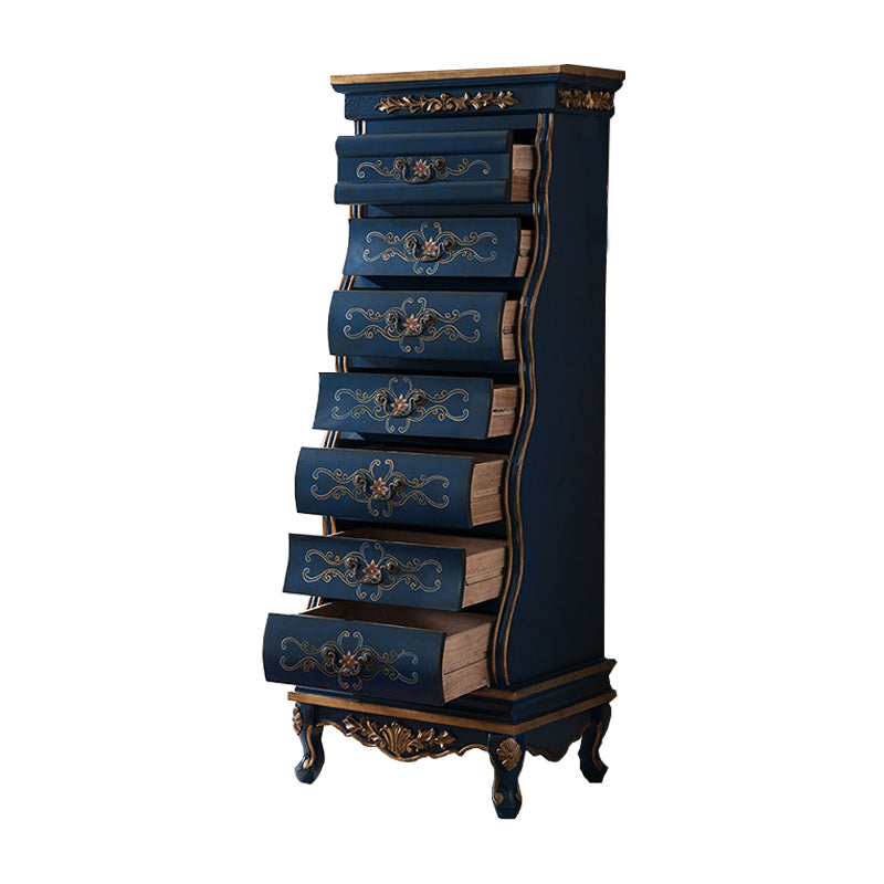 Traditional Style Lingerie Chest Vertical Wooden Storage Chest with 7 Drawers Blue Clearhalo 'Bedroom Furniture' 'Dressers & Chests' 'dressers_chests' 'furn' 'furn_dressers_chests' 'Furniture' 5497544