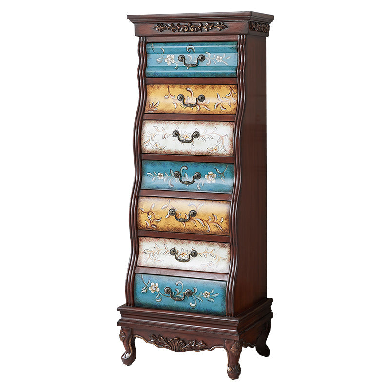 Traditional Style Lingerie Chest Vertical Wooden Storage Chest with 7 Drawers Brown Clearhalo 'Bedroom Furniture' 'Dressers & Chests' 'dressers_chests' 'furn' 'furn_dressers_chests' 'Furniture' 5497546