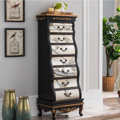 Traditional Style Lingerie Chest Vertical Wooden Storage Chest with 7 Drawers Black Clearhalo 'Bedroom Furniture' 'Dressers & Chests' 'dressers_chests' 'furn' 'furn_dressers_chests' 'Furniture' 5497550