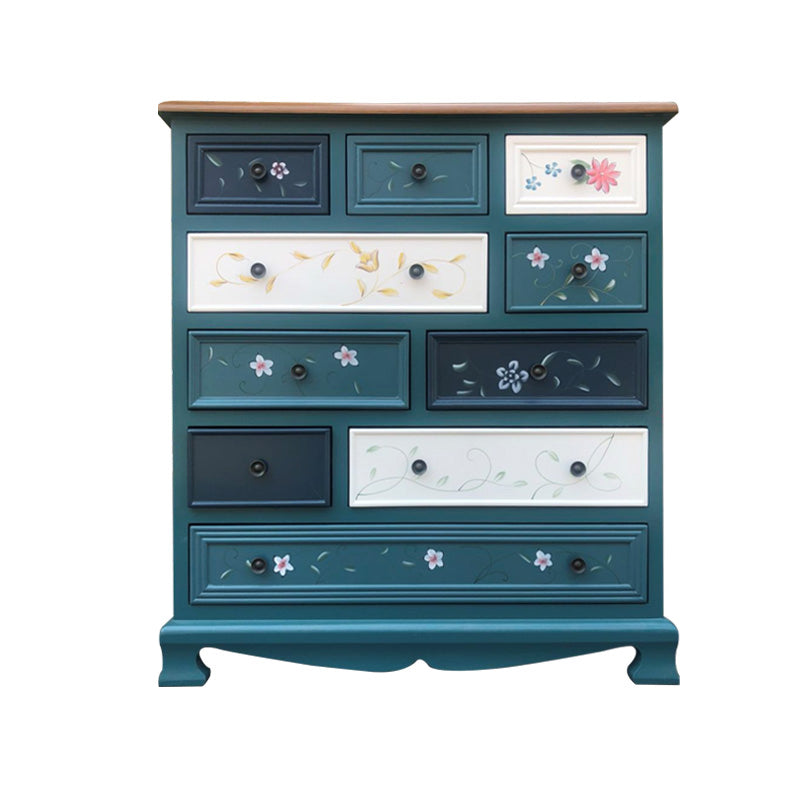 Traditional Style Chest Wooden Storage Chest with Drawers for Bedroom 34"L x 15"W x 37"H Antique Blue Clearhalo 'Bedroom Furniture' 'Dressers & Chests' 'dressers_chests' 'furn' 'furn_dressers_chests' 'Furniture' 5497669