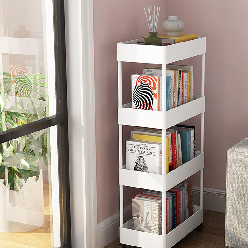Modern Plastic Bookcase, White, Bookshelf for Any Room, 16" L