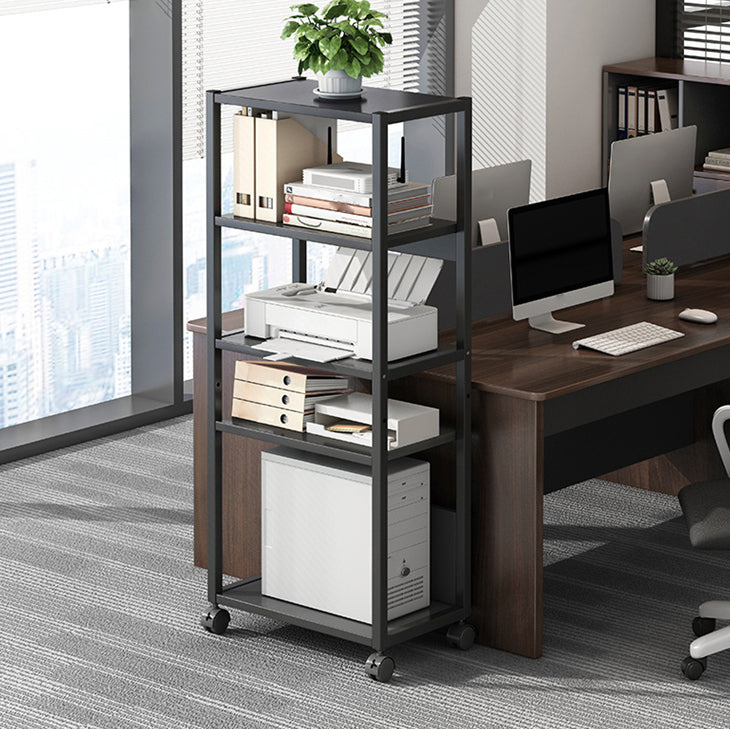 Holz- und Metall -Bücherregal, Multi -Tiers zeitgenössisches Bücherregal für Büro