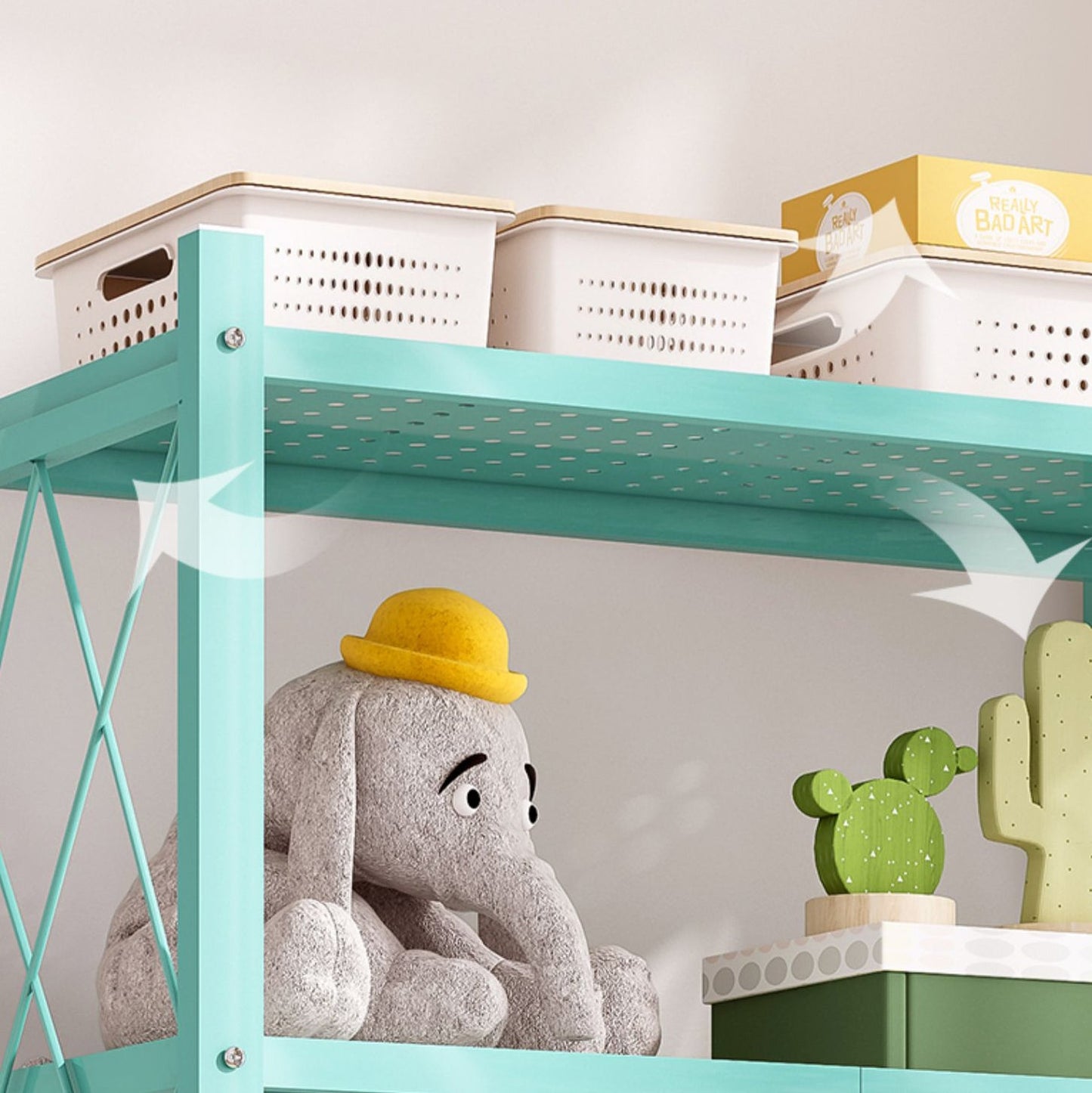 Libreria moderna in metallo, libreria geometrica aperta per qualsiasi stanza