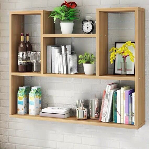 Modern Floating Book Shelf Wall Mounted Manufactured Wood Bookcase Natural Clearhalo 'Bookcases' 'furn' 'furn_bookcases' 'Furniture' 'Office Furniture' 5498063