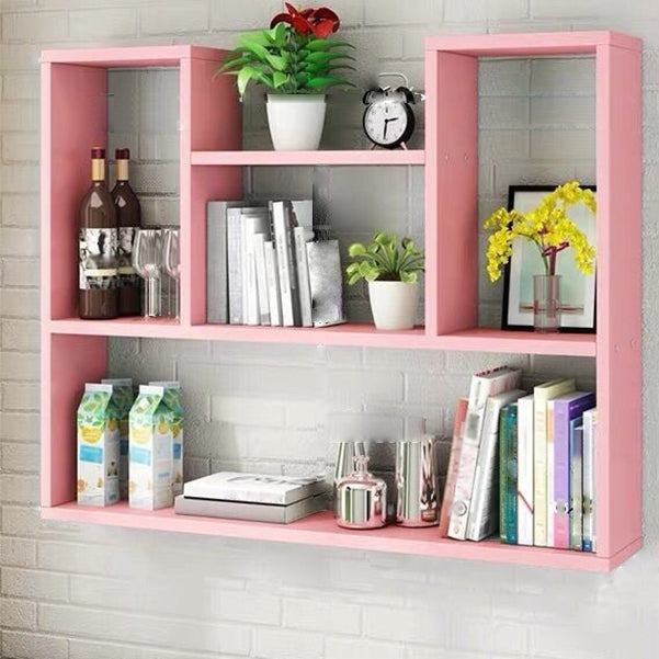 Modern Floating Book Shelf Wall Mounted Manufactured Wood Bookcase Pink Clearhalo 'Bookcases' 'furn' 'furn_bookcases' 'Furniture' 'Office Furniture' 5498066