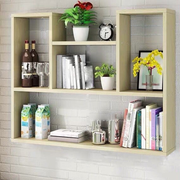 Modern Floating Book Shelf Wall Mounted Manufactured Wood Bookcase Beige Clearhalo 'Bookcases' 'furn' 'furn_bookcases' 'Furniture' 'Office Furniture' 5498067