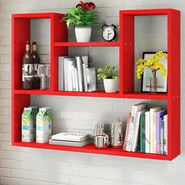 Modern Floating Book Shelf Wall Mounted Manufactured Wood Bookcase Red Clearhalo 'Bookcases' 'furn' 'furn_bookcases' 'Furniture' 'Office Furniture' 5498070