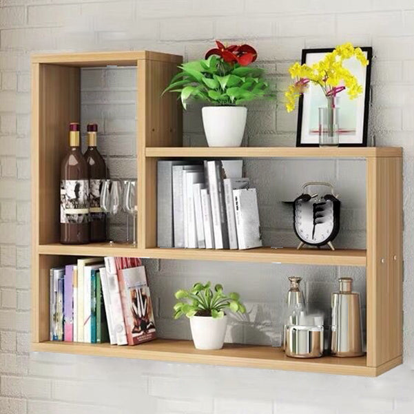 Modern Floating Book Shelf Wall Mounted Manufactured Wood Bookcase 31.5"L x 5.9"W x 23.6"H Natural Clearhalo 'Bookcases' 'furn' 'furn_bookcases' 'Furniture' 'Office Furniture' 5498077