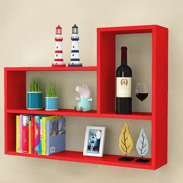 Modern Floating Book Shelf Wall Mounted Manufactured Wood Bookcase 31.5"L x 5.9"W x 23.6"H Red Clearhalo 'Bookcases' 'furn' 'furn_bookcases' 'Furniture' 'Office Furniture' 5498081