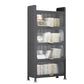 Modern Stainless Steel Bookcase, Grey, Geometric Bookshelf for Any Room with Door