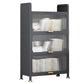 Modern Stainless Steel Bookcase, Grey, Geometric Bookshelf for Any Room with Door