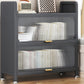 Modern Stainless Steel Bookcase, Grey, Geometric Bookshelf for Any Room with Door