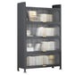 Modern Stainless Steel Bookcase, Grey, Geometric Bookshelf for Any Room with Door