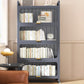 Modern Stainless Steel Bookcase, Grey, Geometric Bookshelf for Any Room with Door