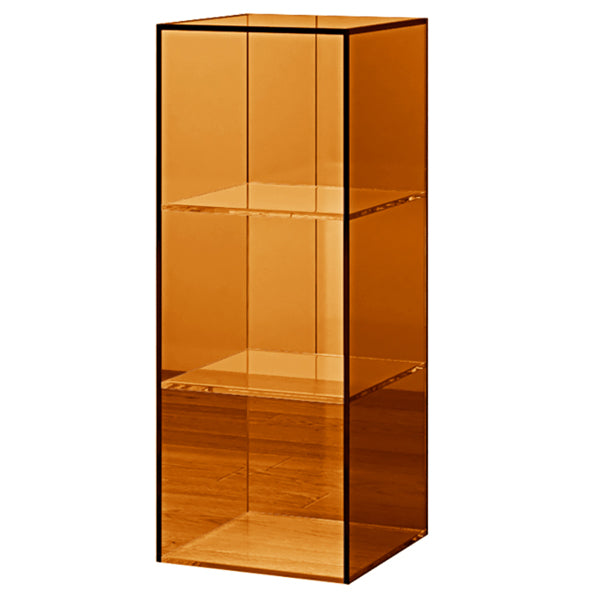 Closed Back Storage Bookshelf Scandinavian Standard Acrylic Bookcase 13.8"L x 13.8"W x 35.4"H Orange Clearhalo 'Bookcases' 'furn' 'furn_bookcases' 'Furniture' 'Office Furniture' 5498254