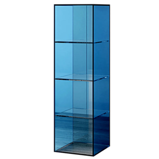 Closed Back Storage Bookshelf Scandinavian Standard Acrylic Bookcase 14"L x 14"W x 47"H Blue Clearhalo 'Bookcases' 'furn' 'furn_bookcases' 'Furniture' 'Office Furniture' 5498255