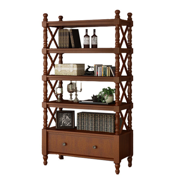 Rectangle Solid Wood Storage Bookshelf Nordic Study Room Bookcase Walnut Clearhalo 'Bookcases' 'furn' 'furn_bookcases' 'Furniture' 'Office Furniture' 5498273