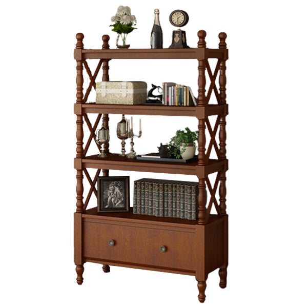 Rectangle Solid Wood Storage Bookshelf Nordic Study Room Bookcase Walnut Clearhalo 'Bookcases' 'furn' 'furn_bookcases' 'Furniture' 'Office Furniture' 5498274