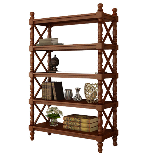 Rectangle Solid Wood Storage Bookshelf Nordic Study Room Bookcase 35.4"L x 14.2"W x 72.2"H Walnut Clearhalo 'Bookcases' 'furn' 'furn_bookcases' 'Furniture' 'Office Furniture' 5498277
