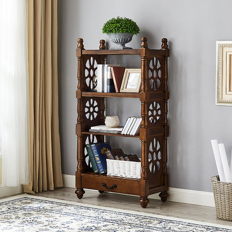 Rectangle Solid Wood Storage Bookshelf Nordic Study Room Bookcase 31.5"L x 11.8"W x 58.3"H Brown Clearhalo 'Bookcases' 'furn' 'furn_bookcases' 'Furniture' 'Office Furniture' 5498285