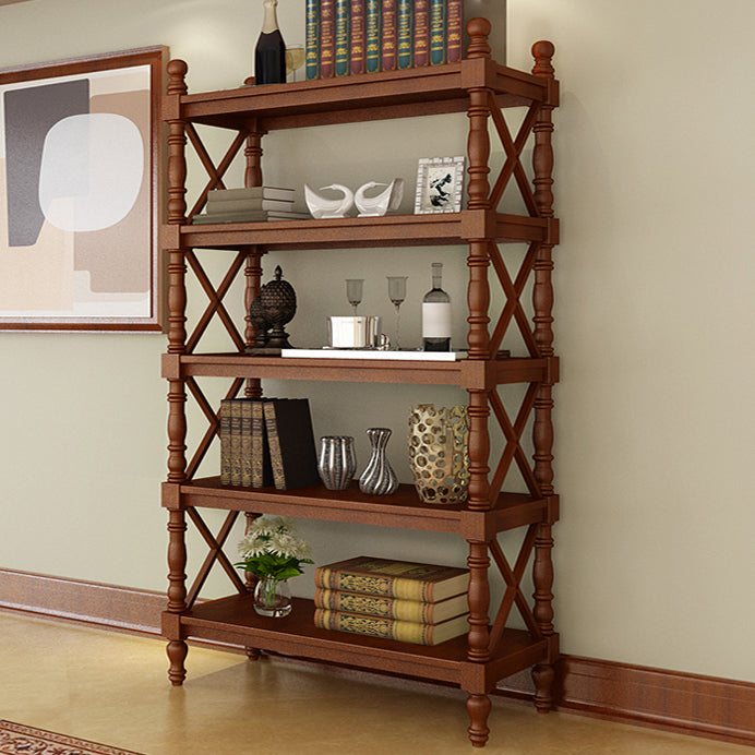 Rectangle Solid Wood Storage Bookshelf Nordic Study Room Bookcase 27.6"L x 14.2"W x 72.2"H Walnut Clearhalo 'Bookcases' 'furn' 'furn_bookcases' 'Furniture' 'Office Furniture' 5498289