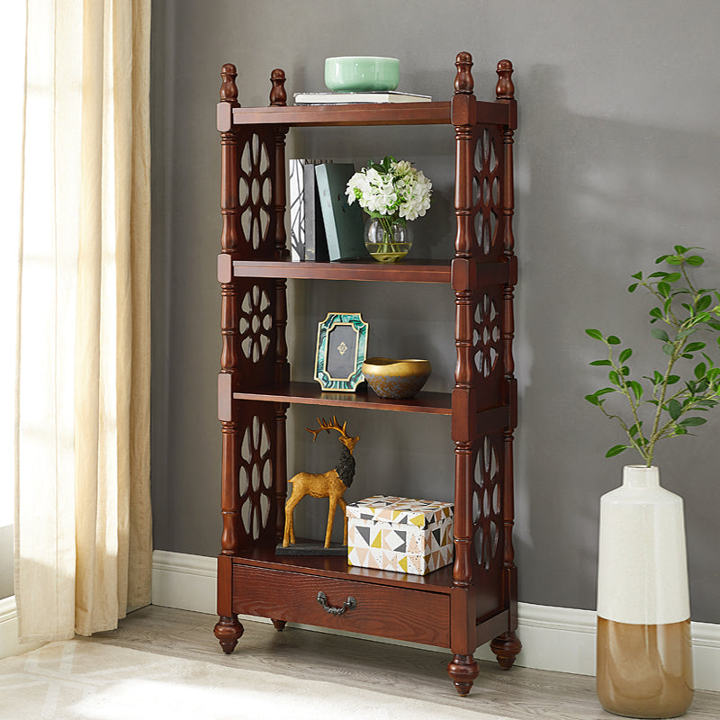 Rectangle Solid Wood Storage Bookshelf Nordic Study Room Bookcase 23.6"L x 11.8"W x 58.3"H Walnut Clearhalo 'Bookcases' 'furn' 'furn_bookcases' 'Furniture' 'Office Furniture' 5498291