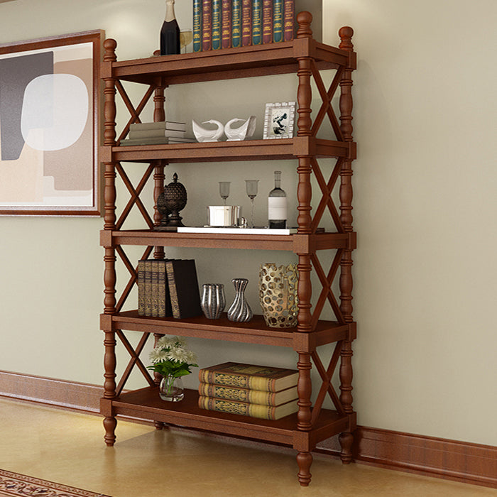 Rectangle Solid Wood Storage Bookshelf Nordic Study Room Bookcase 31.5"L x 14.2"W x 72.2"H Walnut Clearhalo 'Bookcases' 'furn' 'furn_bookcases' 'Furniture' 'Office Furniture' 5498292