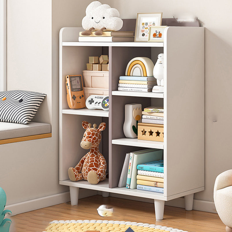 11.8"H Modern Bookshelf Engineered Wood 4-Shelf Standard Bookcase for Home Office 19.7"L x 11.8"W x 37"H White-Brown Clearhalo 'Bookcases' 'furn' 'furn_bookcases' 'Furniture' 'Office Furniture' 5498463