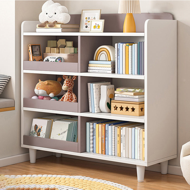 11.8"H Modern Bookshelf Engineered Wood 4-Shelf Standard Bookcase for Home Office 31.5"L x 11.8"W x 44.9"H White-Brown Clearhalo 'Bookcases' 'furn' 'furn_bookcases' 'Furniture' 'Office Furniture' 5498468
