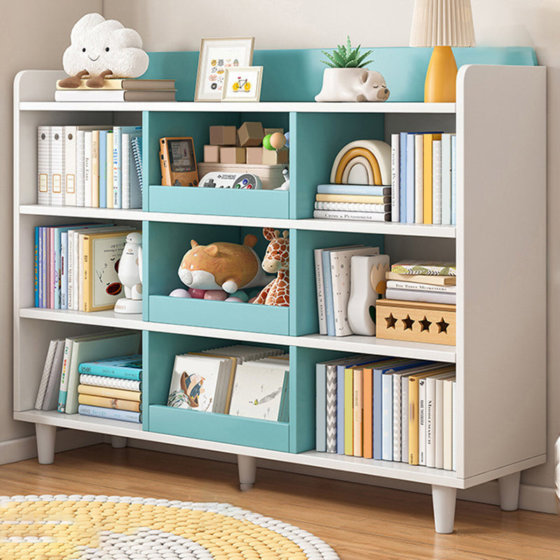 11.8"H Modern Bookshelf Engineered Wood 4-Shelf Standard Bookcase for Home Office 47"L x 12"W x 45"H White-Blue Clearhalo 'Bookcases' 'furn' 'furn_bookcases' 'Furniture' 'Office Furniture' 5498474
