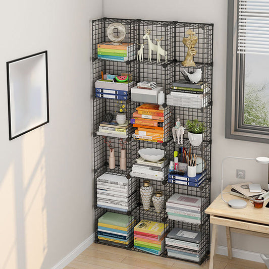 Contemporary Metal Bookcase Closed Back Bookshelf for Living Room