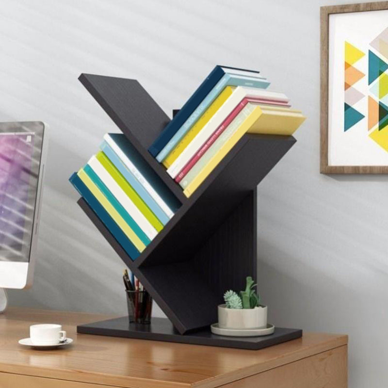 Closed Back Contemporary Style Bookshelf Wood Bookcase for Home 11.8"L x 6.7"W x 14.2"H Black Clearhalo 'Bookcases' 'furn' 'furn_bookcases' 'Furniture' 'Office Furniture' 5498576