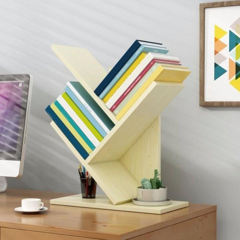 Closed Back Contemporary Style Bookshelf Wood Bookcase for Home 11.8"L x 6.7"W x 14.2"H Light Beige Clearhalo 'Bookcases' 'furn' 'furn_bookcases' 'Furniture' 'Office Furniture' 5498580