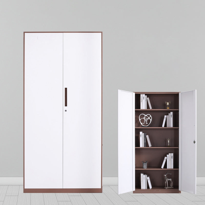 Modern Stainless Steel Bookcase Standard With Doors Shelf for Home Office 35.4"L x 15.7"W x 72.8"H White Clearhalo 'Bookcases' 'furn' 'furn_bookcases' 'Furniture' 'Office Furniture' 5498698