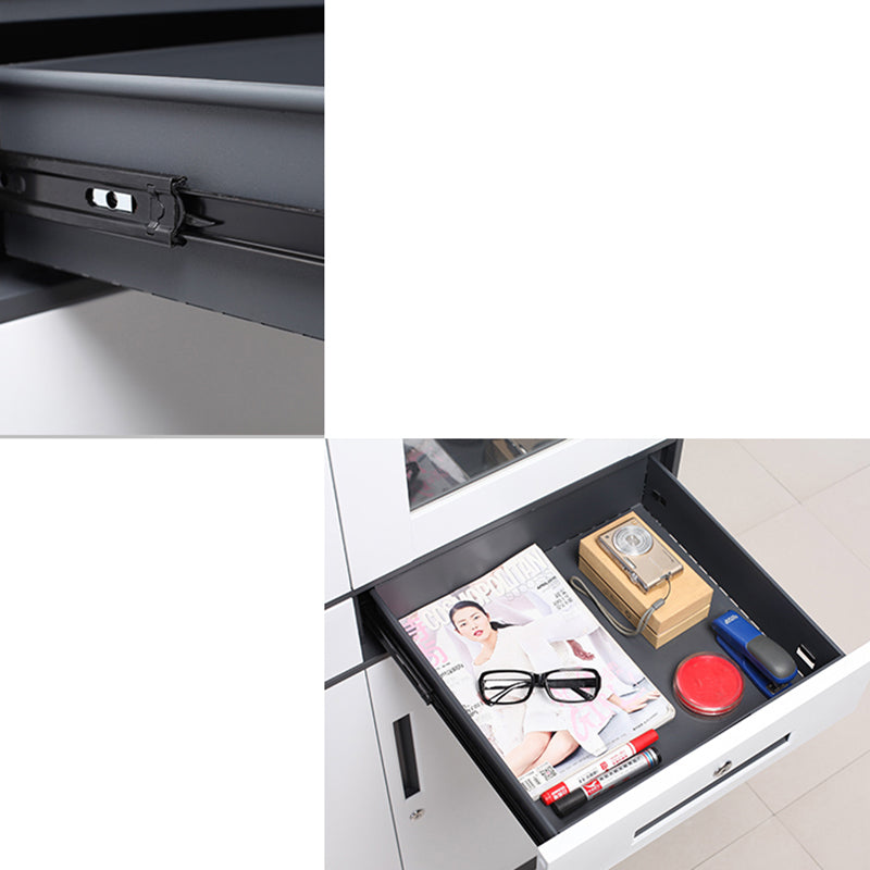 Modern Stainless Steel Bookcase Standard With Doors Shelf for Home Office Clearhalo 'Bookcases' 'furn' 'furn_bookcases' 'Furniture' 'Office Furniture' 5498708