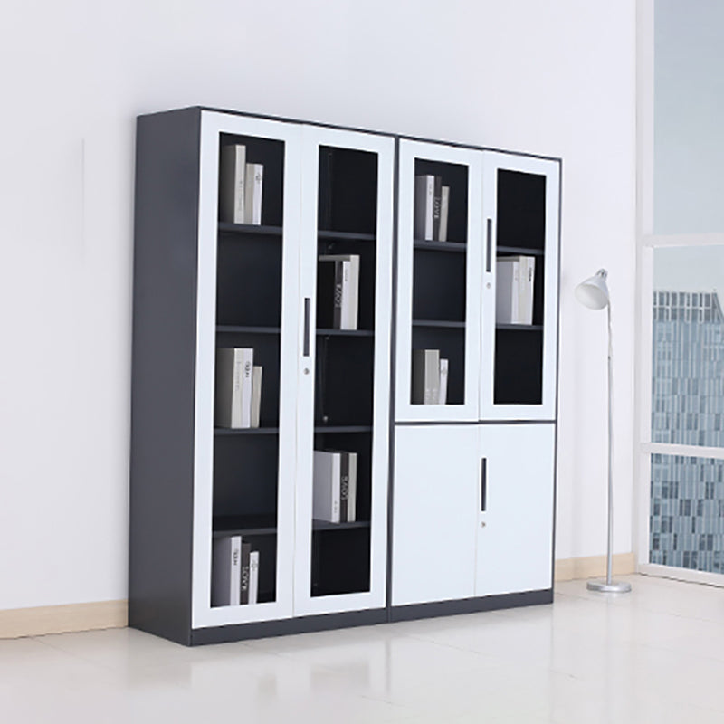 Modern Stainless Steel Bookcase Standard With Doors Shelf for Home Office Clearhalo 'Bookcases' 'furn' 'furn_bookcases' 'Furniture' 'Office Furniture' 5498709