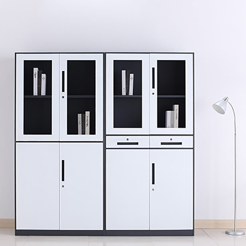 Modern Stainless Steel Bookcase Standard With Doors Shelf for Home Office Clearhalo 'Bookcases' 'furn' 'furn_bookcases' 'Furniture' 'Office Furniture' 5498710