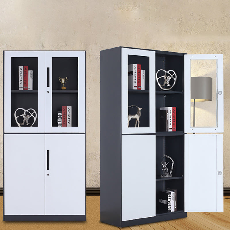 Modern Stainless Steel Bookcase Standard With Doors Shelf for Home Office Clearhalo 'Bookcases' 'furn' 'furn_bookcases' 'Furniture' 'Office Furniture' 5498711