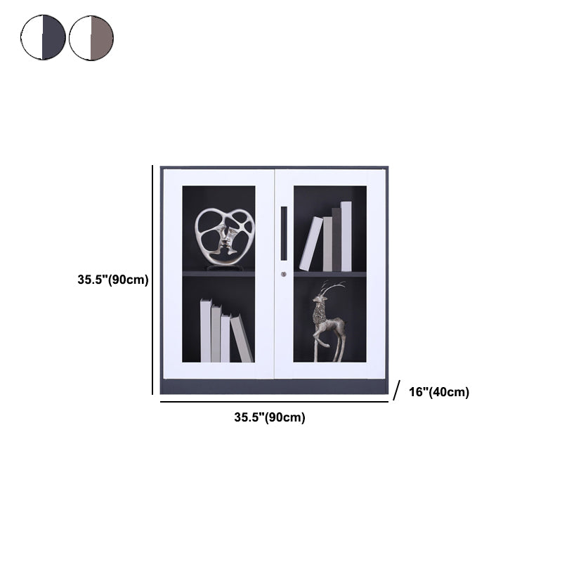 Modern Stainless Steel Bookcase Standard With Doors Shelf for Home Office Clearhalo 'Bookcases' 'furn' 'furn_bookcases' 'Furniture' 'Office Furniture' 5498715