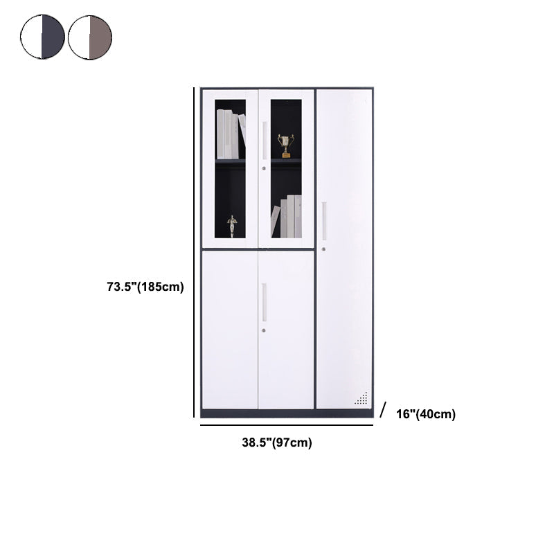 Modern Stainless Steel Bookcase Standard With Doors Shelf for Home Office Clearhalo 'Bookcases' 'furn' 'furn_bookcases' 'Furniture' 'Office Furniture' 5498717