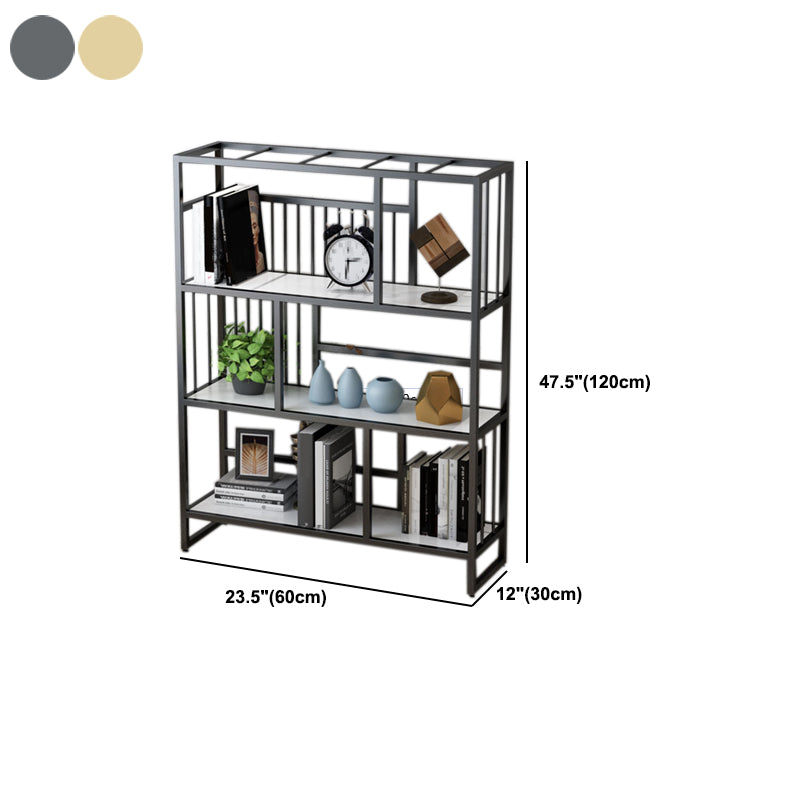 12.2 "brede standaard boekenkast met multi -planken in gouden boekenkast voor woonkamer
