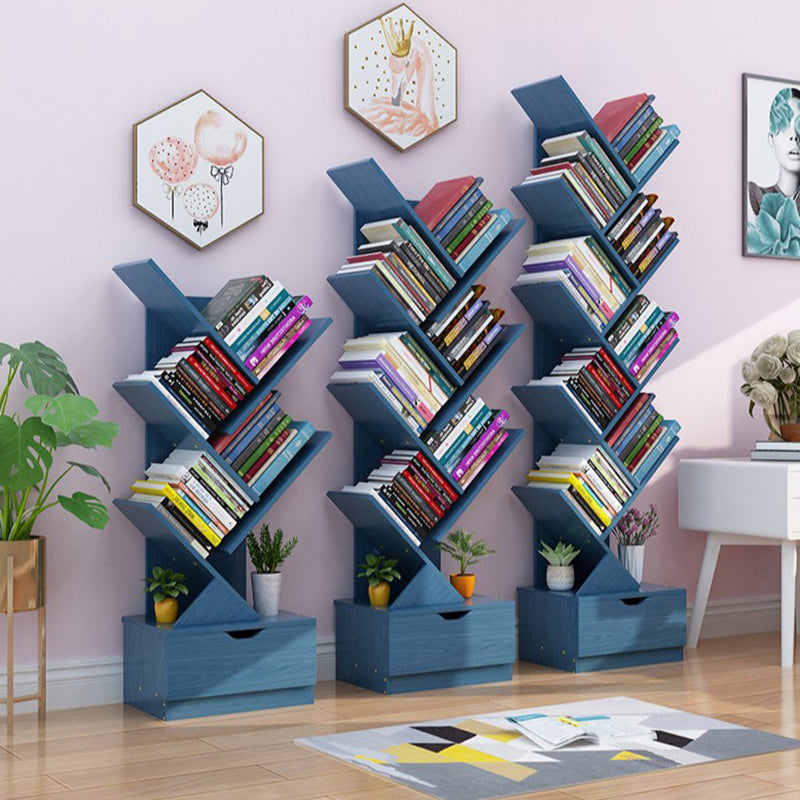 Contemporary Style Bookshelf Engineer Wood Closed Back Bookcase for Home