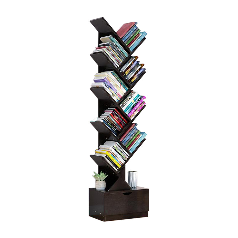 Contemporary Style Bookshelf Engineer Wood Closed Back Bookcase for Home