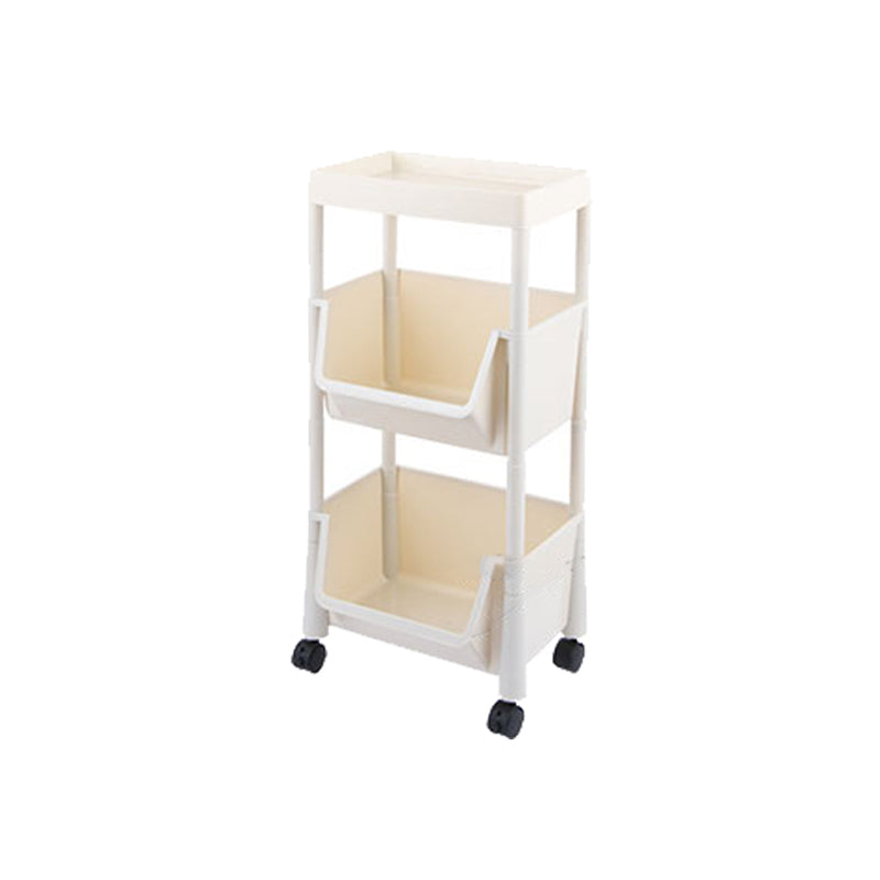 White Contemporary Standard Adjustable with Wheels Plastic Bookshelf for Home