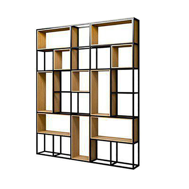 9.8" W Contemporary Geometric Bookshelf Open Back Metal Bookcase