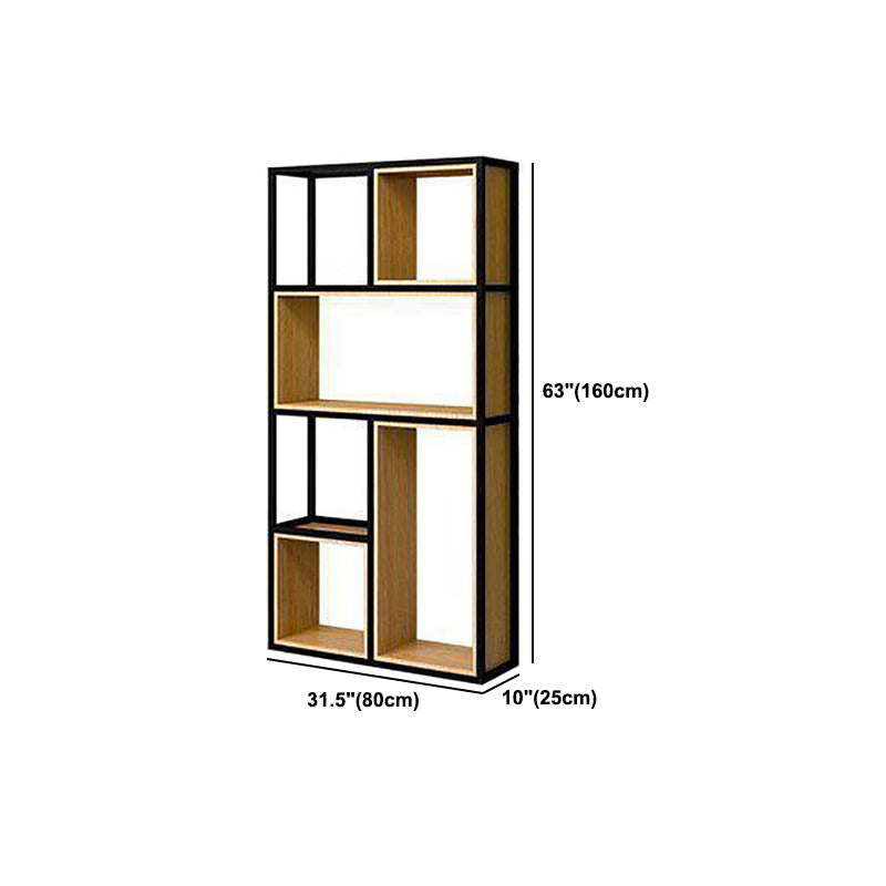 9.8" W Contemporary Geometric Bookshelf Open Back Metal Bookcase