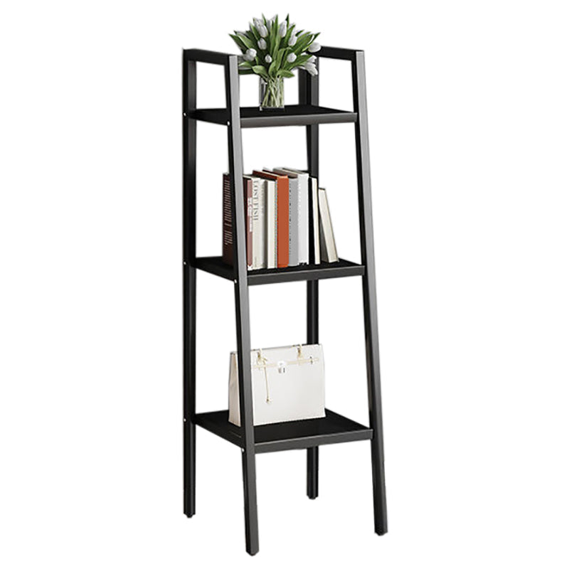 Contemporary Open Bookcase Metal Ladder Bookshelf for Kitchen 13.8"L x 12.6"W x 43.3"H Black Clearhalo 'Bookcases' 'furn' 'furn_bookcases' 'Furniture' 'Office Furniture' 5498932