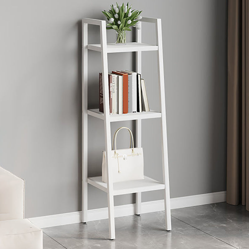 Contemporary Open Bookcase Metal Ladder Bookshelf for Kitchen 13.8"L x 12.6"W x 43.3"H White Clearhalo 'Bookcases' 'furn' 'furn_bookcases' 'Furniture' 'Office Furniture' 5498934