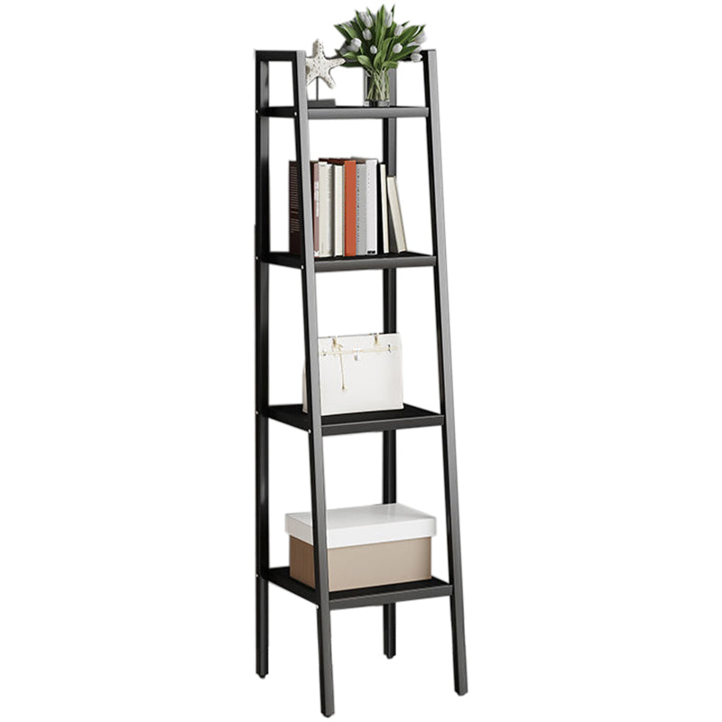 Contemporary Open Bookcase Metal Ladder Bookshelf for Kitchen 13.8"L x 13.8"W x 57.1"H Black Clearhalo 'Bookcases' 'furn' 'furn_bookcases' 'Furniture' 'Office Furniture' 5498936