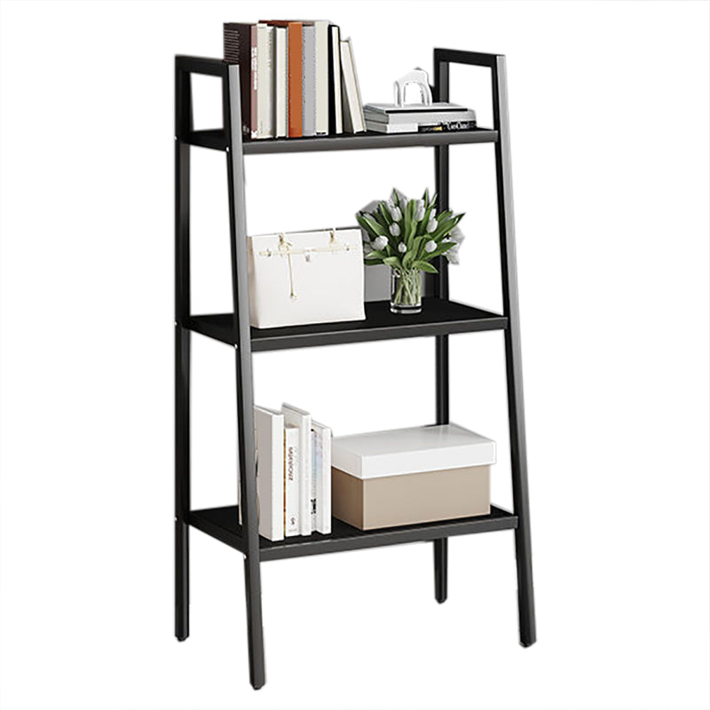 Contemporary Open Bookcase Metal Ladder Bookshelf for Kitchen 23.5"L x 12.6"W x 43.3"H Black Clearhalo 'Bookcases' 'furn' 'furn_bookcases' 'Furniture' 'Office Furniture' 5498944